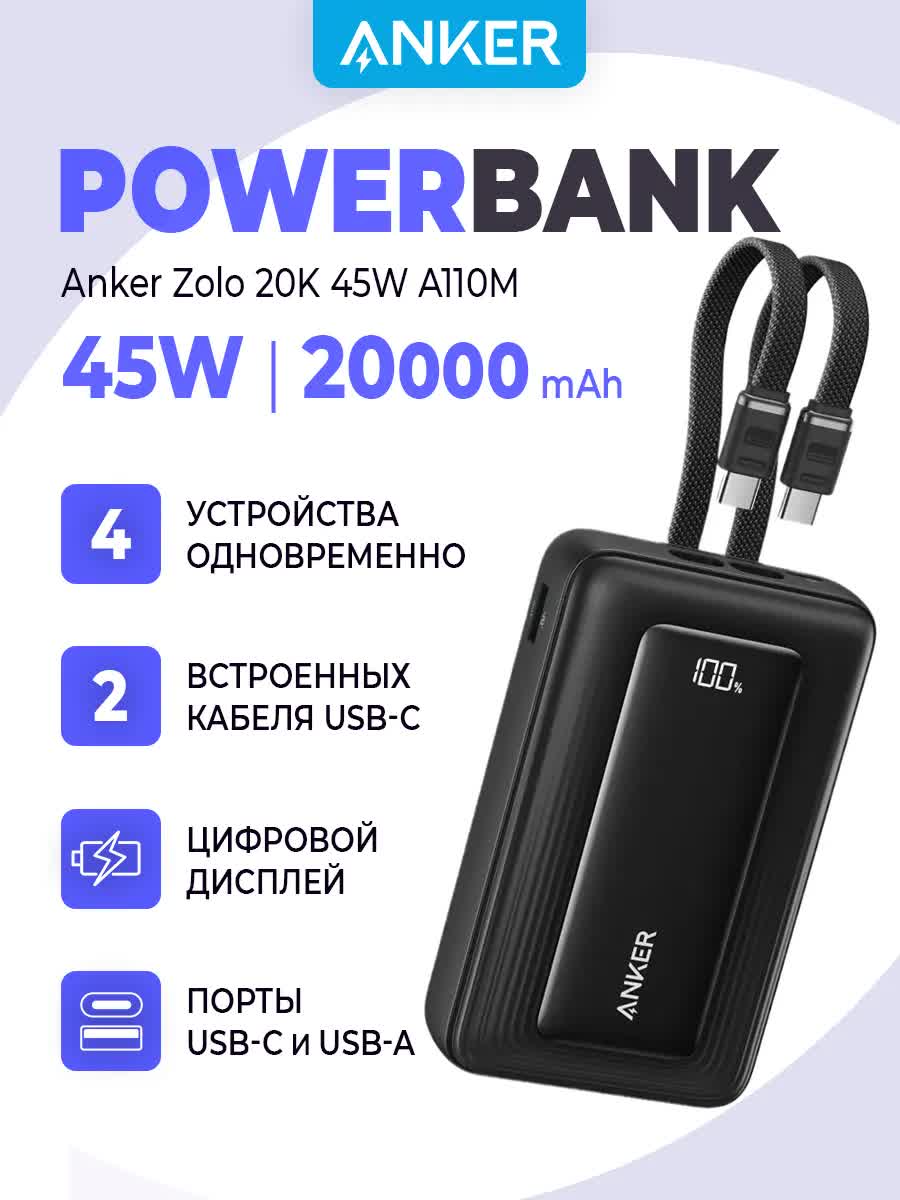 Anker Zolo 20K, 45W Dual USB-C